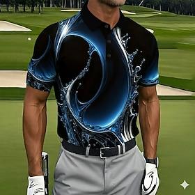 Men's Geometic Golf Sports Polo Shirts Short Sleeve Polo Shirts Collared Shirts Casual Athleisure 3D Print Buttons Spring  Summer Blue Purple Green