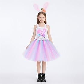Tutu Robe Princess Animal Easter Bunny Dresses Funny Kid's Girls' Children's Day Easter Carnival Party Dress Up