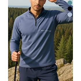 Men's Polo Sweatshirt Running Top Hiking top Long Sleeve Stand Collar Tee Tshirt Top Outdoor Quick Dry Lightweight Elastic Breathable Spring Autumn / Fall Quar