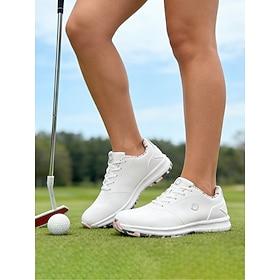 Women's Spikeless Golf Shoes – Waterproof Lightweight Cushioned Walking Sneakers with Anti-Slip Grip for Ladies, Golf Course, Practice Training, Outdoor Sports