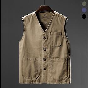 Men's Hiking Vest Summer Spring Outdoor Quick Dry Multi Pockets Lightweight Wear Resistance Top Camping / Hiking / Caving ArmyGreen Black Navy Blue khaki