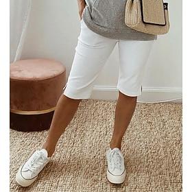 Women's Capri shorts Burmuda Shorts Cropped Pants Cozy Leggings Fashion Casual Comfort Knee Length Mid Waist Plain Split Butt Lift Comfort Tummy Control Stretc
