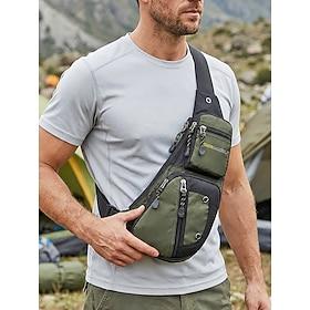 Men's Waterproof Nylon Sling Bag Crossbody Bag – Multi-Pocket Large Capacity Crossbody Bag for Outdoor Activities and Casual Use