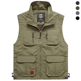 Men's Hiking Vest Spring Autumn / Fall Outdoor Comfortable Breathable Vest Hunting Fishing Climbing Black Army Green Navy Blue Khaki Grey