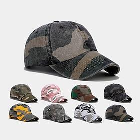 Men's Baseball Cap White Yellow Cotton Blend Printing Sports Outdoors Casual Military Casual Daily Outdoor Camouflage Sun Sun Protection