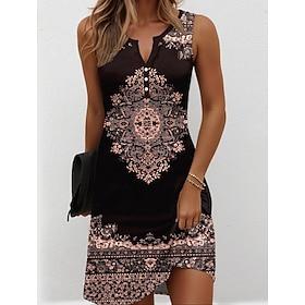 Women's Mini Dress Sundress Shift Dress Summer Dress Off The Shoulder Dress Vacation Casual Boho Daily Holiday Going out Regular Fit Graphic Tribal Sleeveless