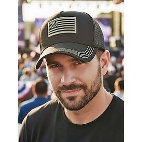 United States 250th Anniversary Men's American Flag Trucker Hat - Embroidered USA Mesh Cap for Independence Day amp; US - Breathable Polyester Patriotic Baseba