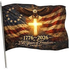 U.S. 250th Anniversary USA Outdoor Flag, Patriotic 1776‑2026 with Eagle Yard  House Banner for 4th of July