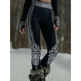 Women's Leggings Vacation Vintage Ethnic Style Full Length High Waist Graphic Geometric Soft Comfortable Stretchy Daily Home Outdoor Wine Black Navy Blue Green