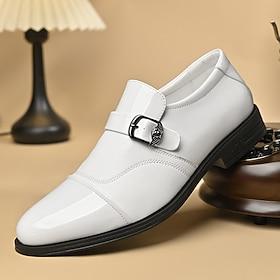 Men's White Faux Leather Dress Shoes, Sleek and Sophisticated for Weddings and Special Occasions