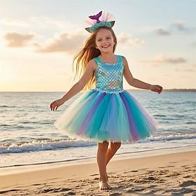 Mermaid Princess Dress Tutu Theme Party Costume Movie Cosplay for Girls' Kid's Carnival Masquerade Vacation Party Holiday