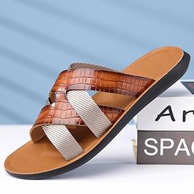 Men's Faux Leather Casual Slides, Durable and Stylish for Everyday Use, Ideal for Relaxed Beach Days