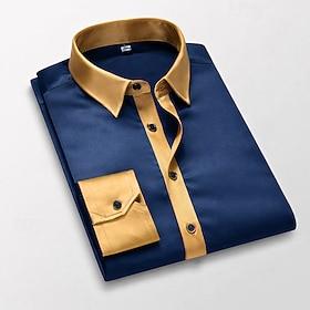 Men's Shirt Satin Shirt Dress Shirt Button Up Shirt Prom Shirt Solid Color Wedding Formal Black White Wine Navy Blue Long Sleeve Turndown All Seasons Clothing