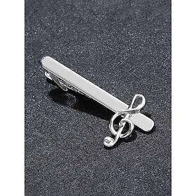 Men's Alloy Music Note Tie Clip, Elegant Formal Accessory for Wedding, Party  Business Attire, Sleek Silver Design for Men