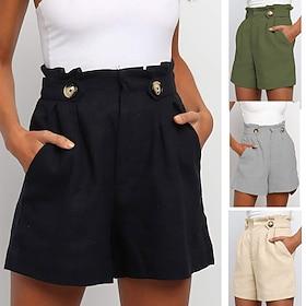 Women's Shorts Summer Shorts Beach Shorts Casual Shorts Vacation Fashion Casual Daily Short High Waist Solid Color Plain Zipper Pocket Comfort Quick Dry Soft S