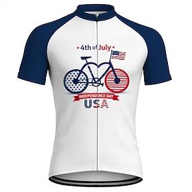 America's 250th Anniversary Independence Day Men Cycling Jersey Downhill Jersey American US Flag Bicycle Short Sleeve Bike Jersey T Shirt with 3 Rear Pockets U