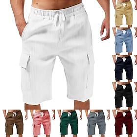 Men's Tactical Shorts Cargo Shorts Shorts Casual Shorts Drawstring Pocket Elastic Waist Plain Comfort Breathable Knee Length Casual Outdoor Vacation Vacation F