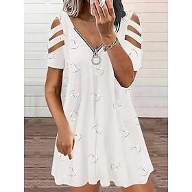 Women's Mini Dress Casual Dress Print Dress Elegant Fashion Modern Outdoor Vacation Going out Loose Fit Heart Short Sleeve V Neck Blue White Pink Purple Summer