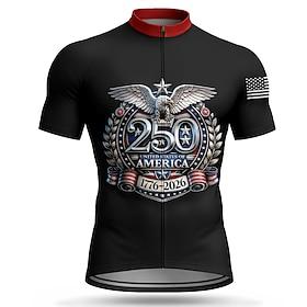 America's 250th Anniversary Independence Day American Independence Day Men Cycling Jersey American US Flag Short Sleeve Bike Jersey Top with 3 Rear Pockets UV
