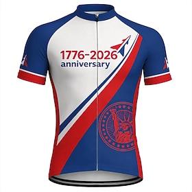 America's 250th Anniversary Independence Day Men Cycling Jersey Downhill Jersey American US Flag Short Sleeve Bike Jersey T Shirt with 3 Rear Pockets UV Resist