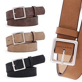 Women's PU Buckle Belt PU Leather Metal Bucke Geometric Casual Daily Holiday Black Brown Beige Coffee
