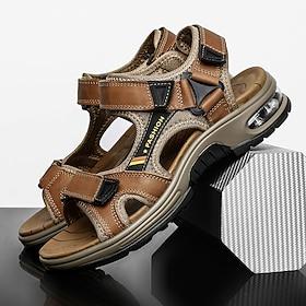 Men's Brown Outdoor Sandals – Adjustable Strap Summer Shoes, Breathable Comfort, Hiking, Beach  Travel Wear