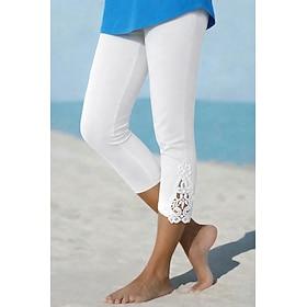 Women's Capri Pants Leggings Cozy Leggings Vacation Fashion Ankle-Length Mid Waist Solid Colored Lace Butt Lift Comfort Tummy Control Stretchy Vacation Formal