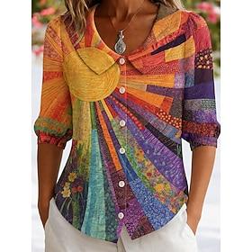 Women's Shirt art Bohemia Vacation Tropical Daily Beach Holiday Blue Pink Orange Green Summer Spring