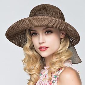 Women's Hat Straw Hat Sun Hat Sun Protection Daily Outdoor Beach Splice Braided Pure Color