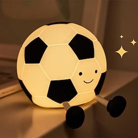 Soccer Soft Silicone Tap Light, Eye-Caring LED Lamp with 30-Minute Timer, 3 Adjustable Brightness Levels, USB Rechargeable Night Light for Bedroom, Bedside, So