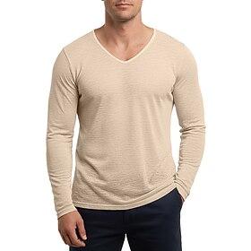 Men's T Shirt Tee Tee Top Long Sleeve Shirt Long Sleeve V Neck Summer Spring All Seasons Plain Textured Fashion Designer Basic Classic Casual Vacation Street B