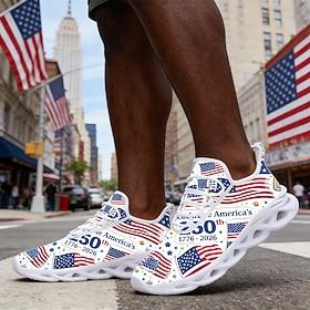 United States 250th Anniversary Men's Sneakers – Breathable Slip-On Mesh Shoes with Flexible Sole, Lightweight, Perfect for 4th of July, Outdoor Festival, Trav