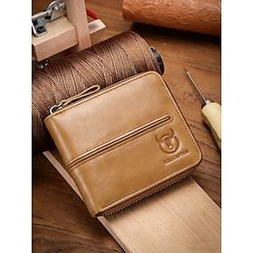 Men's Vintage Genuine Leather Wallet in Multiple Colors Large Capacity Multi Card Zip Around Bifold Wallet for Casual Daily Use, Travel Vacation  Everyday Carr