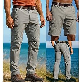 Men's Convertible Zip Off Pants Hiking Pants Trousers Softshell Pants Spring Autumn / Fall Outdoor Regular Fit Waterproof Windproof Bottoms Pocket Black Army G