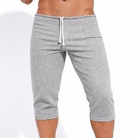 Men's Active Shorts Capri Pants Sweat Shorts Shorts Summer Shorts Drawstring Elastic Waist Plain Plain Comfort Knee Length Casual Daily Outdoor Sports Streetwe