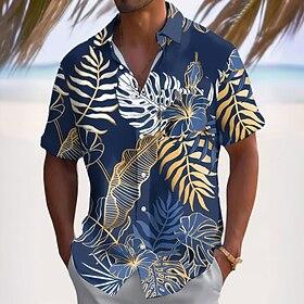 Men's Palm Leaf Coconut Palm Tropical Plants Summer Hawaiian Shirt Button Up Shirt Aloha Shirt Short Sleeve Hawaiian Vacation Summer Spring Turndown 3D Print C