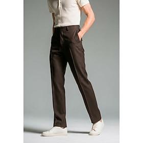 Men's Cotton Linen Dress Pants Casual Pants Business Formal Classic Casual Army Green Dark Navy Chocolate Spring Summer Pants Solid Color Regular Fit Long Ine