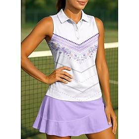 Women's Geometric Floral Tops Sport Shirt Golf Polo Shirt Tank Top Sleeveless Floral Buttons UPF50 UV Resistant High Elasticity Moisture Wicking Breathable Vol