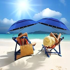 Portable Beach Sun Umbrella with Universal Clamp, Double-Layer Breathable Canopy, Adjustable Rotation, Reinforced Iron Frame, Ideal for Beach Chairs, Camping
