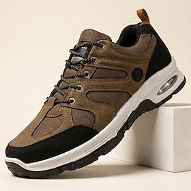 Herre brune udendørs sneakers med snørebånd, lette komfortsko, slidstærkt sportsfodtøj, afslappet fodtøj til rejser, udendørs fritid, weekendaktiviteter og dag