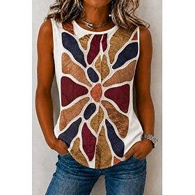 Women's 100% Cotton T Shirt Cotton Shirt Vintage Washed Tops Graphic Plain Plants Vintage Fashion Stylish Sleeveless Short Sleeve Crew Neck Long Tops Casual Da