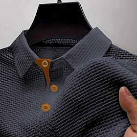 Men's Golf Shirt Golf Polos Shirts Casual Work Lapel Short Sleeve Basic Modern Plain Jacquard Buttons Summer Regular Fit Blue Black White Navy Blue sky blue Da