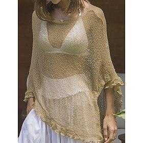 Dame Badetøj Opdækning Rashguard badedragt sexet udskæring Ferie Strand Tøj Vanlig Rund hals Uden ærmer Badedragter