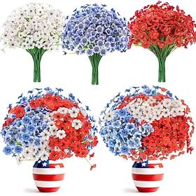 20 Bundles Daisy Artificial Flowers for 4th of July Decorations Red White and Blue Patriotic Flower Arrangement Faux Silk UV Resistant Fake Flower for Memori