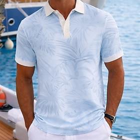 Men's Plants Hawaiian Polo Shirts Short Sleeve Polo Shirts Collared Shirts Casual Athleisure Daily Wear Vacation Wear 3D Print Buttons Breathable Mesh Spring