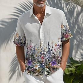 Men's Floral Print Tropical Flowers Shirt Summer Hawaiian Shirt Tropical Shirts Short Sleeve Hawaiian Resort Vacation Dailywear Beach Wear Summer Spring Turndo