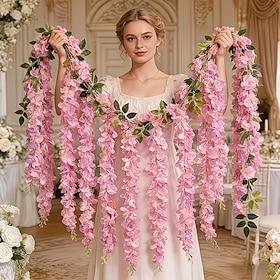 3pcs Artificial Wisteria Flower Vine Wreath, Spring, Valentine's Day Special, Arch Vine Artificial Spring Floral Wreath Suitable for Room, Party, Home, Wedding