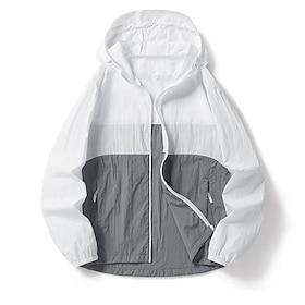 Herre Hættetrøje Jakke Vandreture Skin Jacket Vindjakke Sommer udendørs Solbeskyttelse Vindtæt Ultra Lys (Ul) Hurtigtørrende Overtøj Jakke Fiskeri Klatring Str