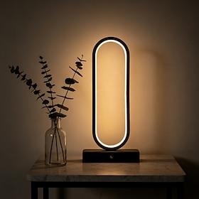 USB Rechargeable Touch Table Lamp, Modern Minimalist Dimmable Ring LED Lamp, 3 Color Adjustable Bedside Desk Light for Bedroom  Living Room