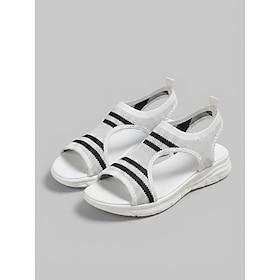 Women's Light Grey Knit Sport Sandals – Lightweight Breathable Walking Sandals, Comfortable Summer Sandals for Travel, Outdoor  Everyday Wear